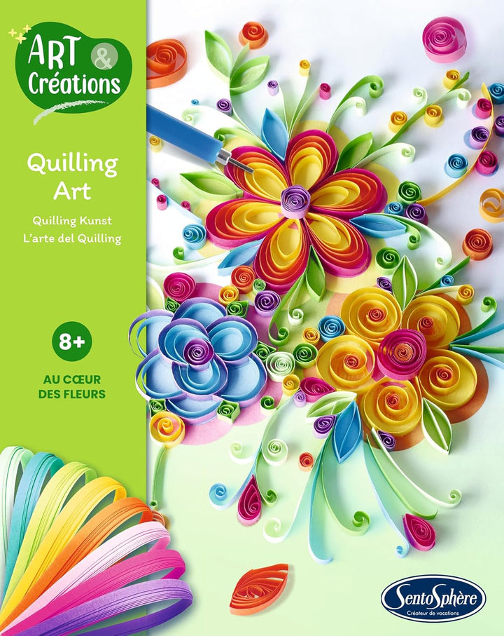 Sentosphere 3920530 Bastelset Quilling Blumen, Kreativ-Set für Kinder und Erwachsene, DIY, Blumen zu