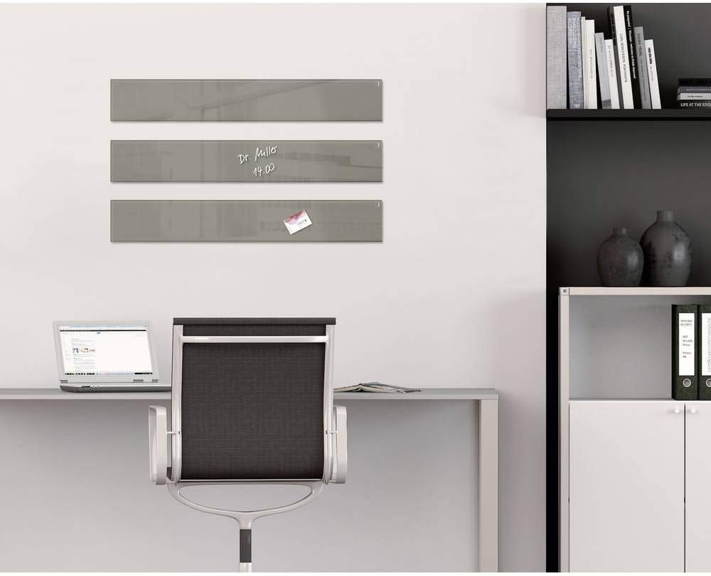 SIGEL GL108 kleine Premium Glas-Magnettafel 12 x 78 cm taupe hochglänzend, TÜV geprüft, einfache Mon