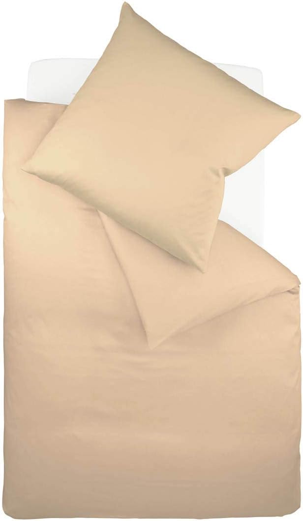 fleuresse Uni-Colours Bettwäsche-Set, Mako Satin, 100 Prozent Baumwolle, Fb. Sand, 240 x 220 cm Brau