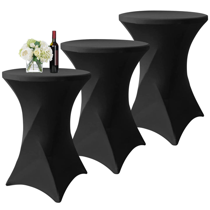 3er-Set Schwarz Stretch Stehtisch Husse für Bistrotisch Ø 80-85 cm Spandex Stretch Tischdecke, Verst