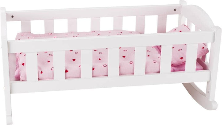 Goki 51587 Puppenwiege in weiss/rosa