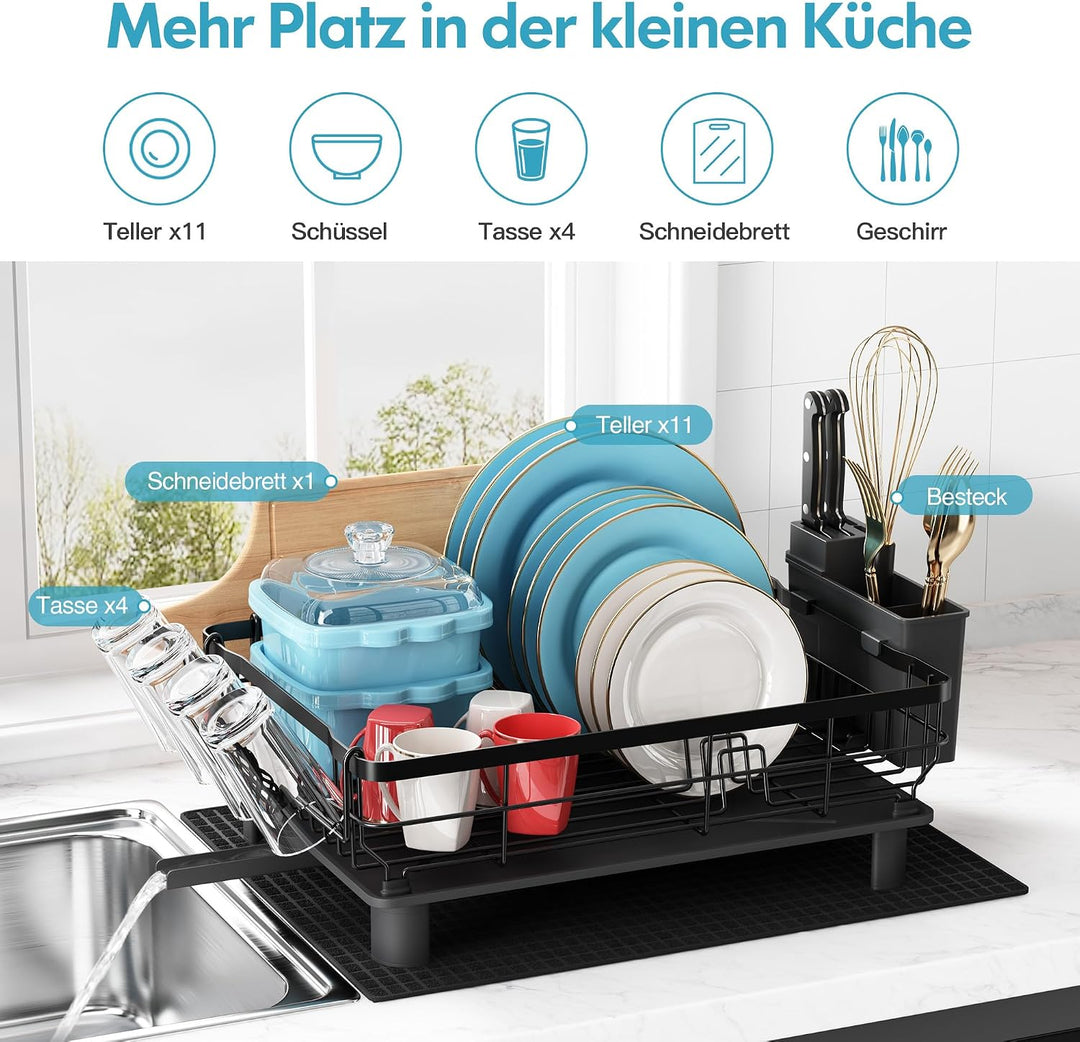 MAJALiS Abtropfgestell Geschirr mit Abtropfschale, Edelstahl Geschirrabtropfgestell, Abtropfgestell