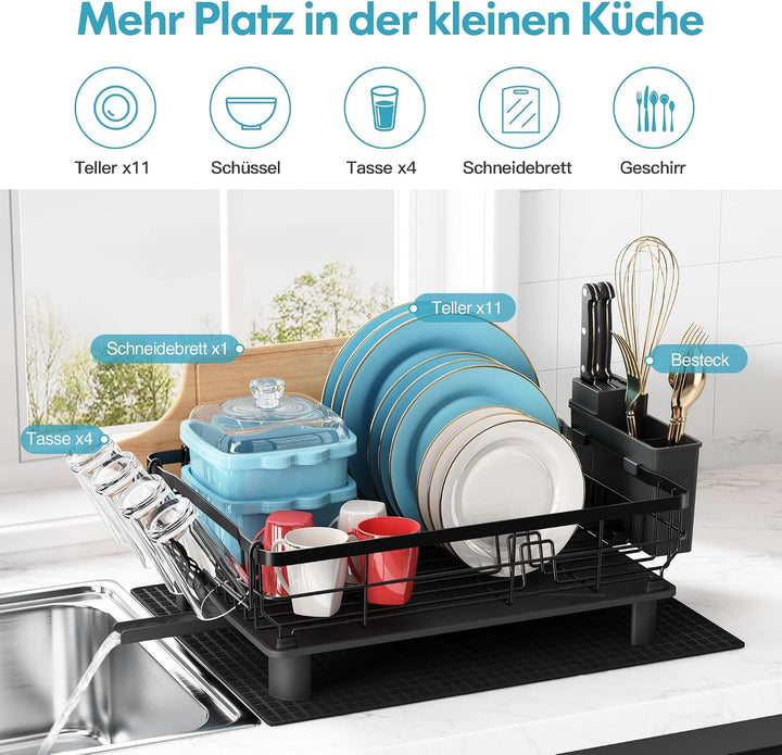 MAJALiS Abtropfgestell Geschirr mit Abtropfschale, Edelstahl Geschirrabtropfgestell, Abtropfgestell