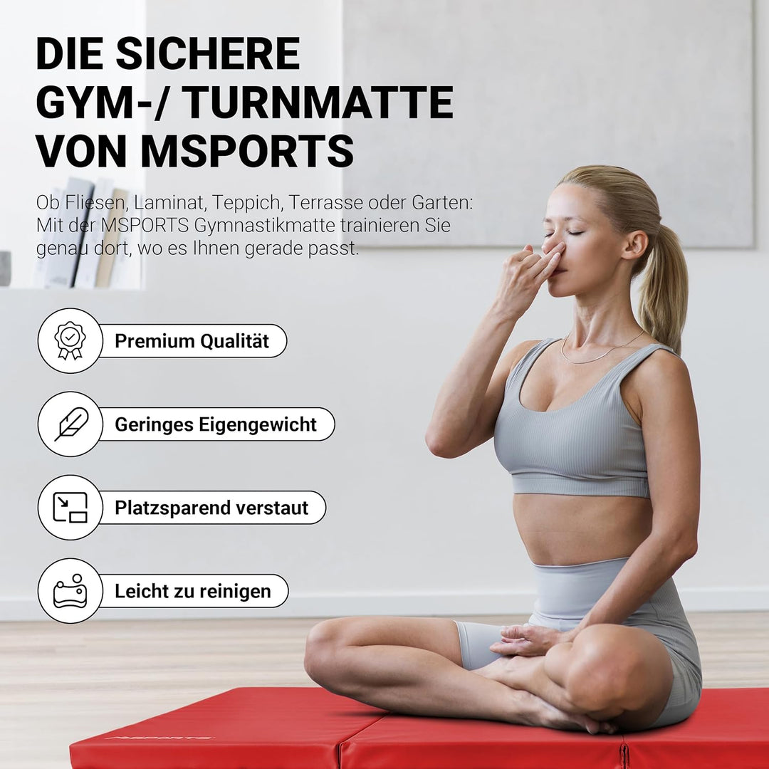 MSPORTS Turnmatte Premium klappbare Weichbodenmatte 190 x 80 x 5 cm Gymnastikmatte faltbare Sportmat