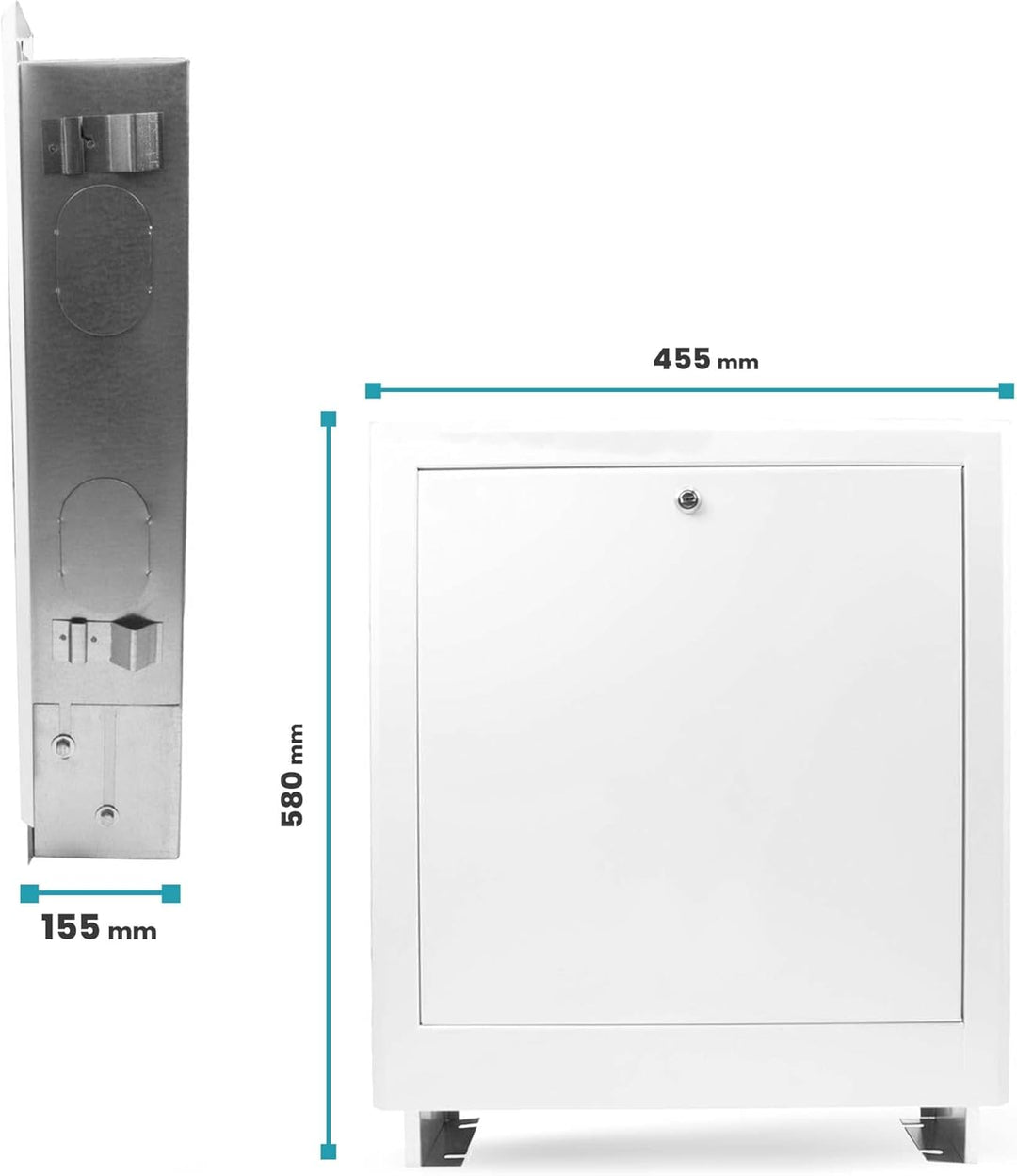 Verteilerschrank Zentrale Fussbodenheizung 4-6 Anschlüsse Einbaugehäuse aus Weiss pulverbeschichtete