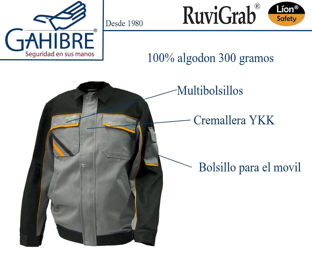 Gahibre 3390 Jacke, 100% Baumwolle, 300 g, mehrere Taschen