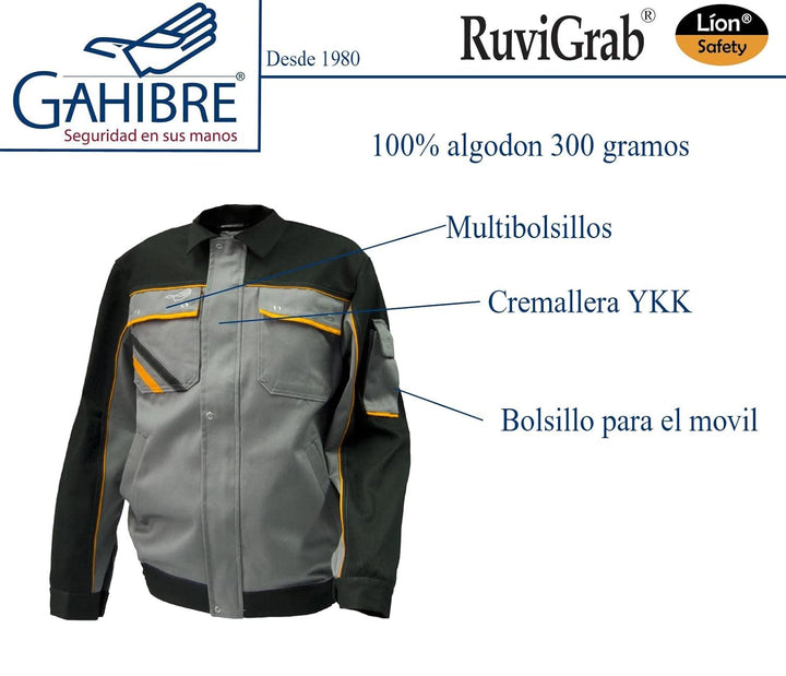 Gahibre 3390 Jacke, 100% Baumwolle, 300 g, mehrere Taschen