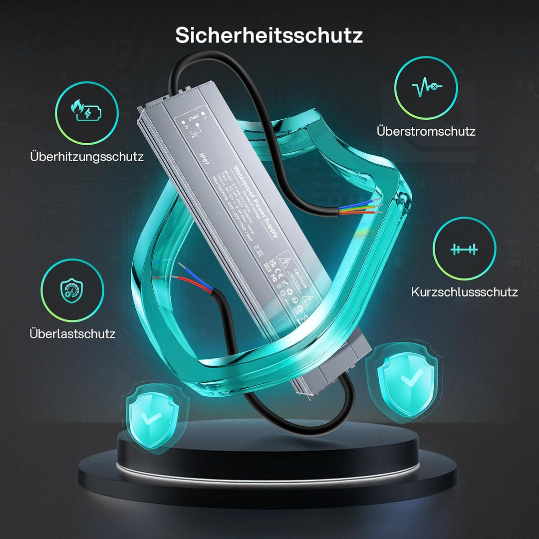 REYLAX LED Trafo 12V Wasserdicht 150W 12,5A LED Treiber Gleichstrom Netzteil IP67 Trafo 230V auf 12V