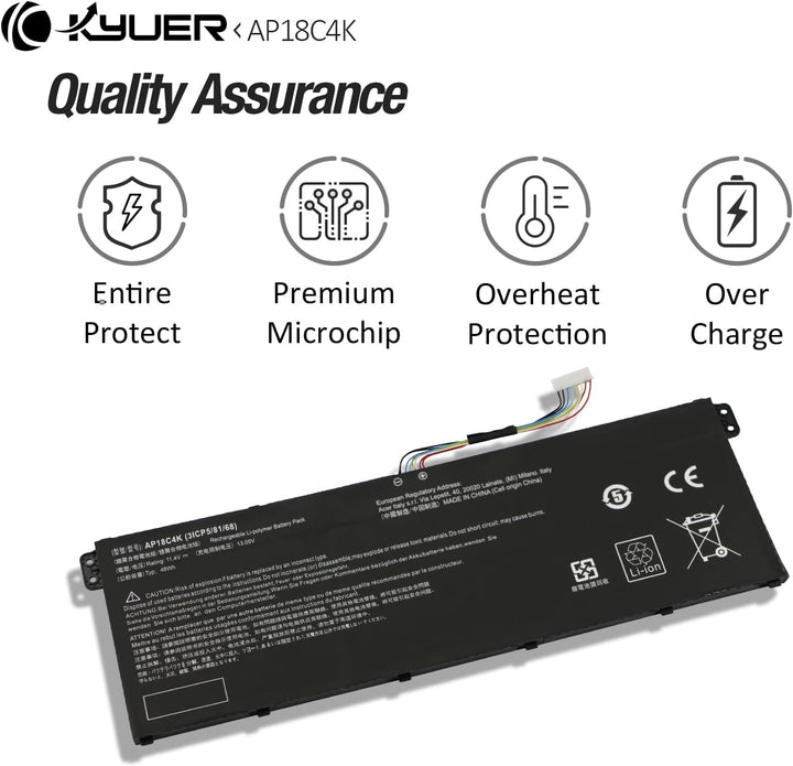 K KYUER 48Wh AP18C4K Laptop Akku für Acer Aspire 5 A514-52 A515-43 A515-44 A514-52G A515-43G A515-44