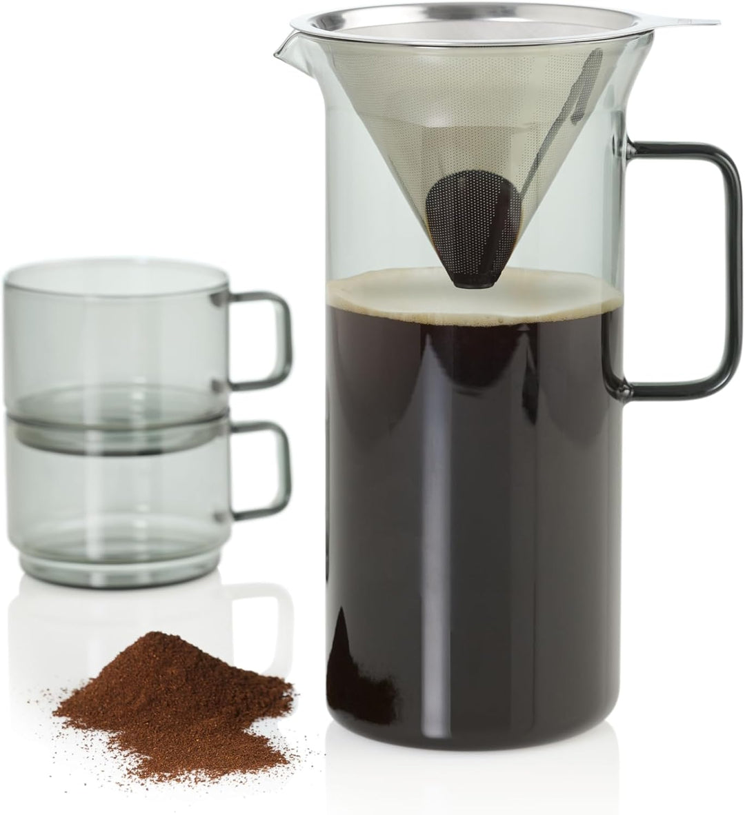 AdHoc MC83 Pour Over Kaffeebereiter Impact | 1000 ml | Mundgeblasenes Borosilikatglas | Aromaschonen