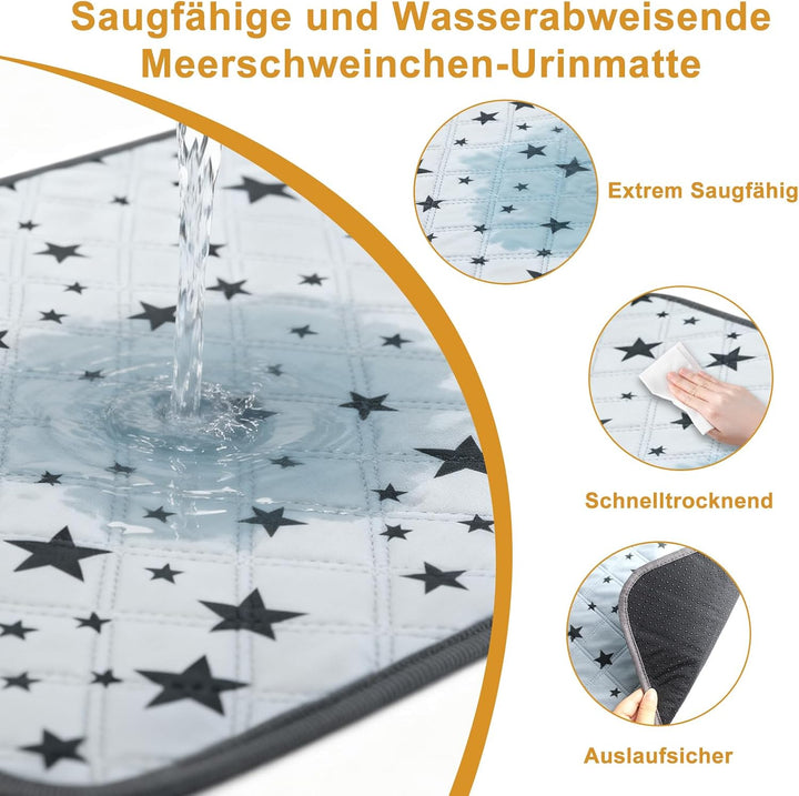 2 Stück 60*120CM Pipipads für Meerschweinchen, Meerschweinchen Unterlage Waschbar, Super Ssaugfähige