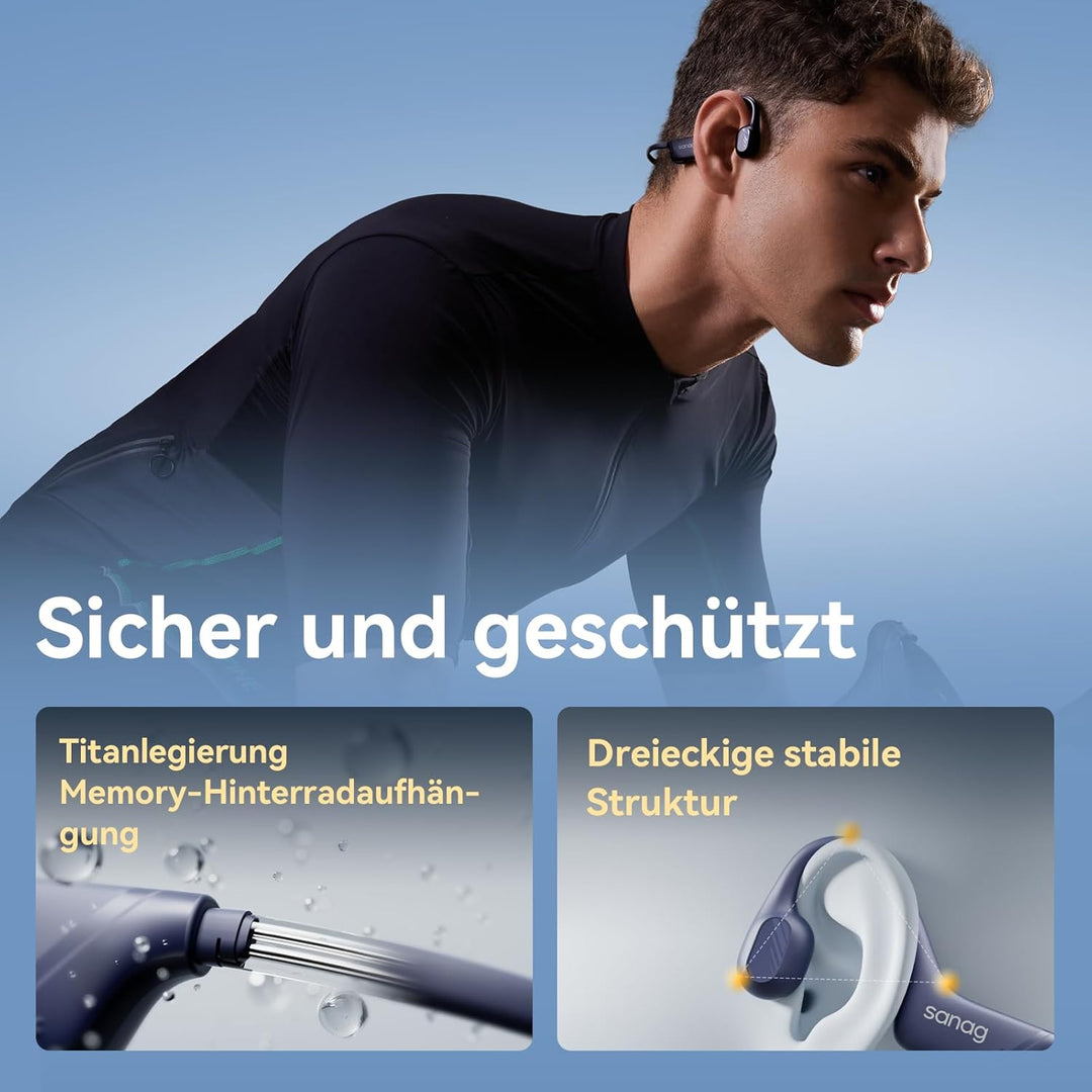 SANAG Knochenschall Kopfhörer, knochenschall kopfhörer Bluetooth, kopfhörer kabellos Bluetooth mit M
