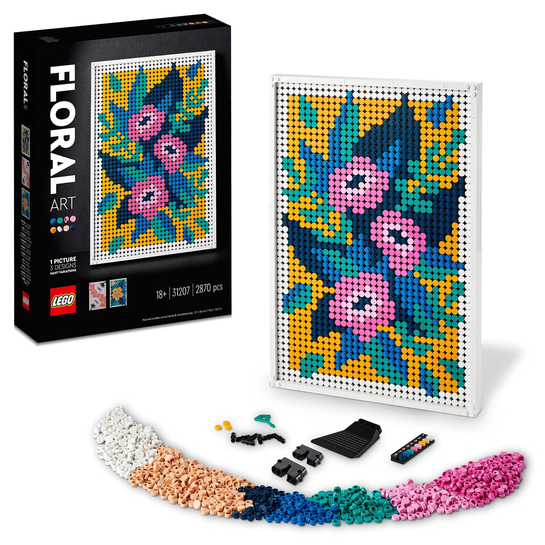 LEGO 31207 Art Blumenkunst, 3-in-1 Blumen Dekorationsset, Bastel Set, Wandschmuck, DYI botanische De