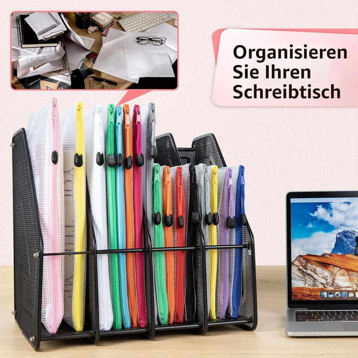 Umriox schwarze Dokumententasche A3+A4+A5+A6+B4+B6, 12 Stück wasserdichte Dokumententasche Reissvers