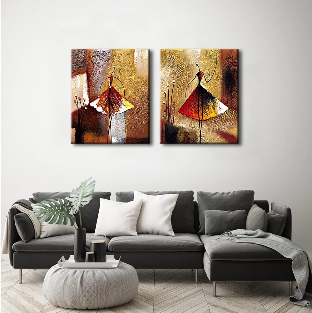 Wieco Art ölgemälde auf Leinwand, 2 Balletttänzerinnen, Kunstwerk, Moderne Deko, 100% handbemalt, Ze