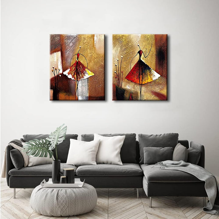 Wieco Art ölgemälde auf Leinwand, 2 Balletttänzerinnen, Kunstwerk, Moderne Deko, 100% handbemalt, Ze
