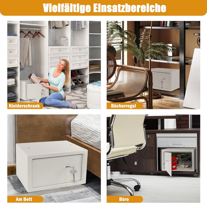 XMTECH Tresor Safe Möbeltresor mit Doppelbartschloss 2 Schlüssel, Safe Geldschrank Boden-Wandtresor