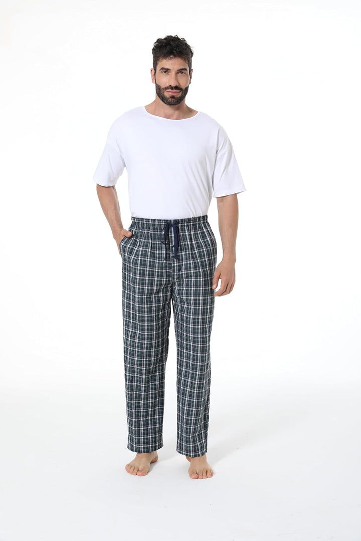 JupiterSecret Herren Pyjamahose Lang Schlafanzughosen für Herren Karierte Nachtwäsche 3er Packs 100%