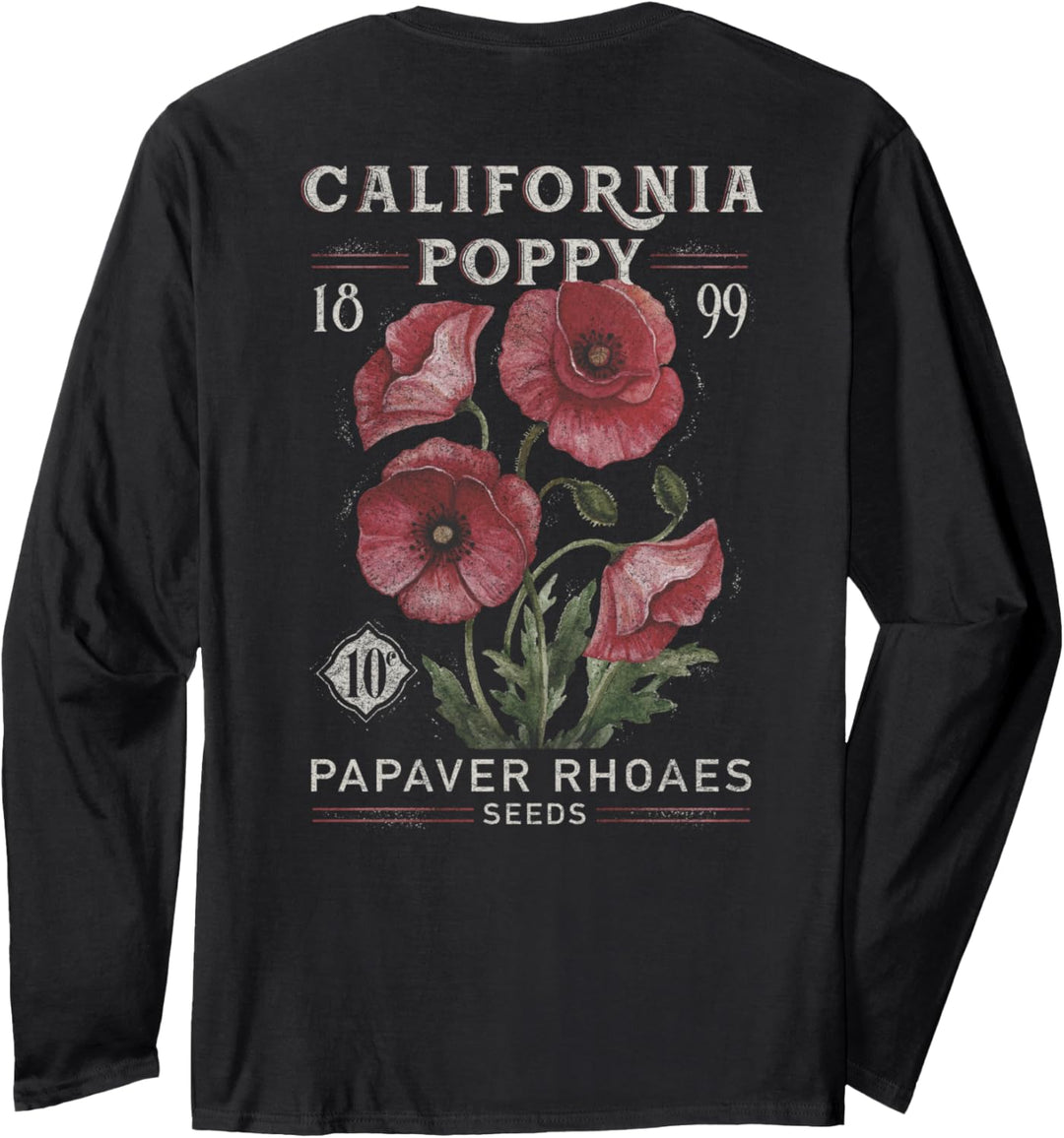 California Poppy Front & Back Langarmshirt