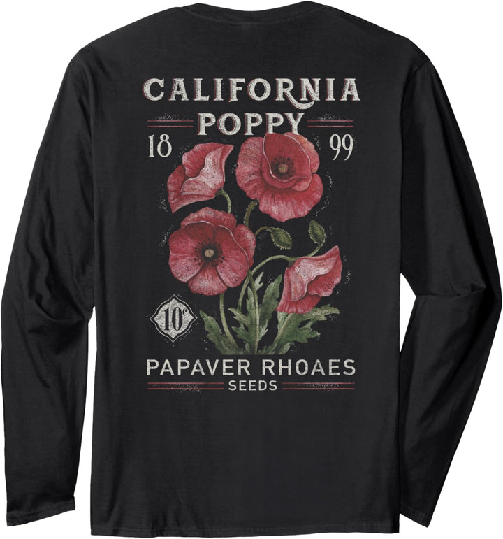 California Poppy Front & Back Langarmshirt