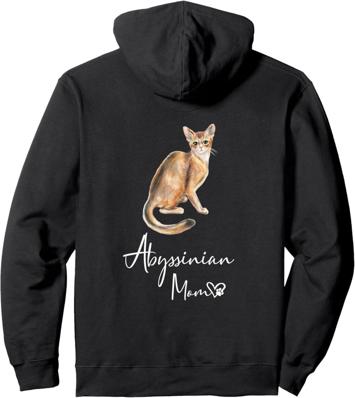 ABESSINIER MOM Mama Katze Katzenmama Frauchen Rückendruck Pullover Hoodie