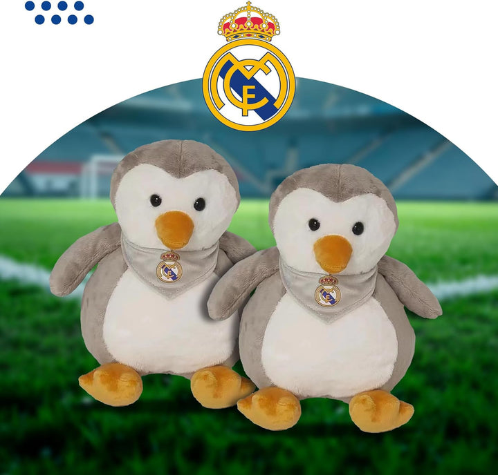 CyP Brands Real Madrid Plüschpuppe, Pinguin, 25 cm, Grau, offizielles Produkt