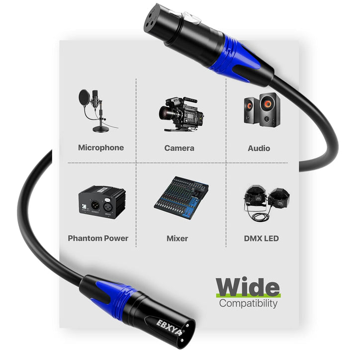 EBXYA XLR-Kabel XLR-auf-XLR-Mikrofonkabel 2M 10 Stück, 3-polig, symmetrisches XLR-Kabel, Stecker auf