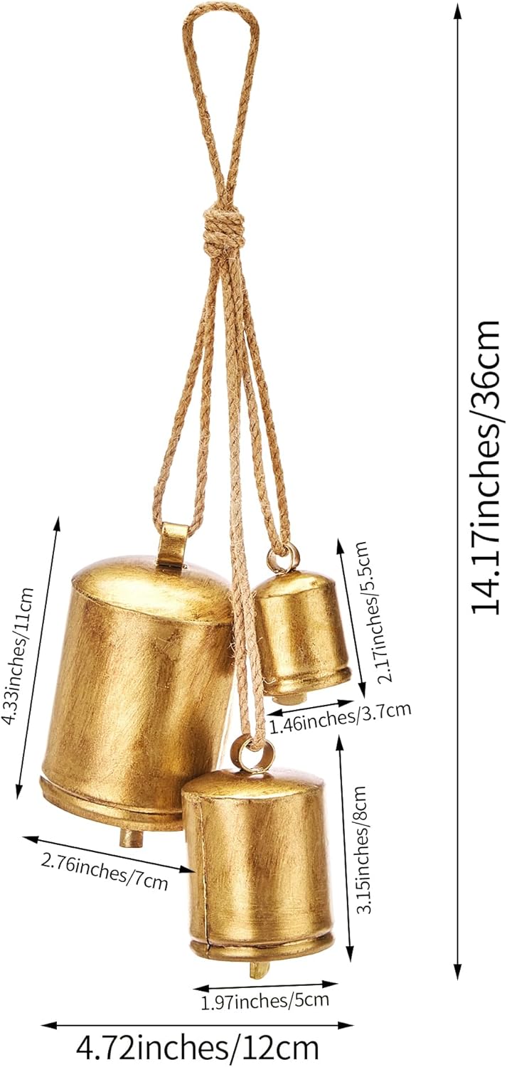 KPCB Weihnachtsglocke Windspiele Hanging Vintage Bells Garden Set mit 3 Rustikalen Messingglocken De