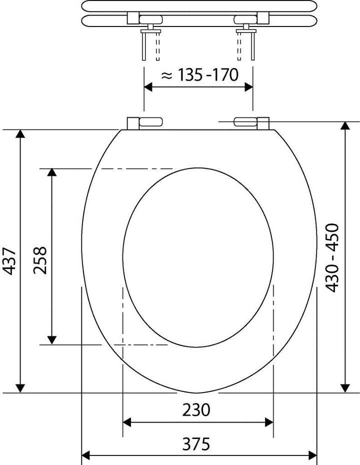 'aquaSu® WC-Sitz Bingo, Weiss, Toilettensitz mit Holz-Kern & Edelstahl-Scharnier, ovale Standard O F