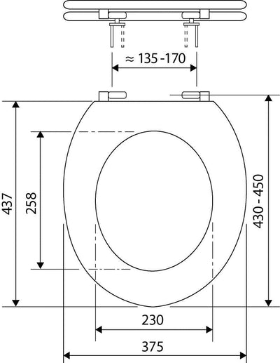 'aquaSu® WC-Sitz Bingo, Weiss, Toilettensitz mit Holz-Kern & Edelstahl-Scharnier, ovale Standard O F