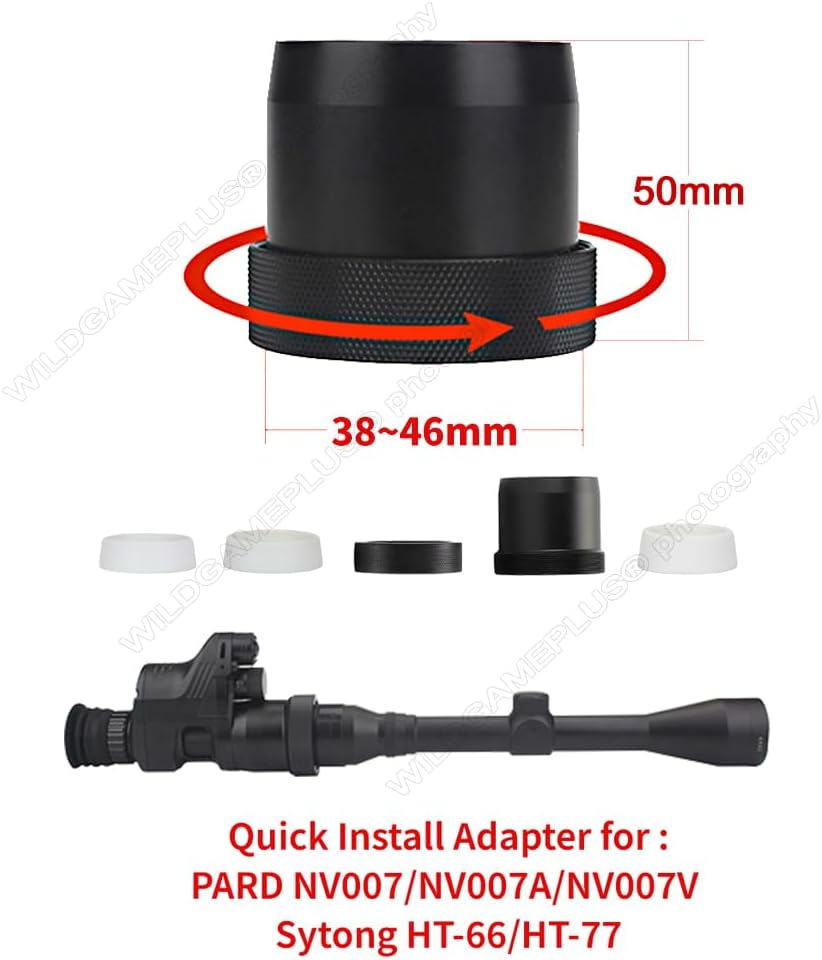 wildgameplus 38-46mm Schnellmontageadapter Halterungshülse Kompatibel mit Pard NV007/NV007A/NV007V/S
