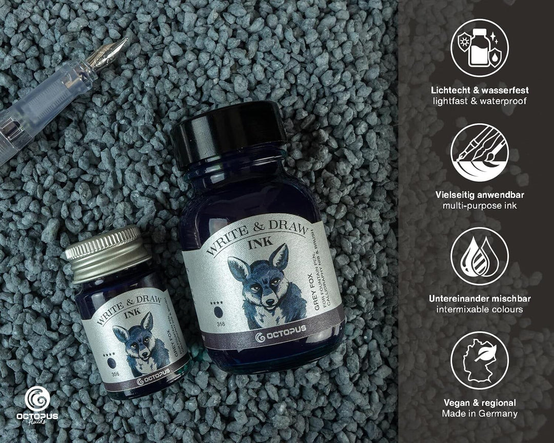 Octopus Write and Draw Ink 356 Grey Fox - wasserfeste Tinte zum Schreiben und Zeichnen - Kalligraphi