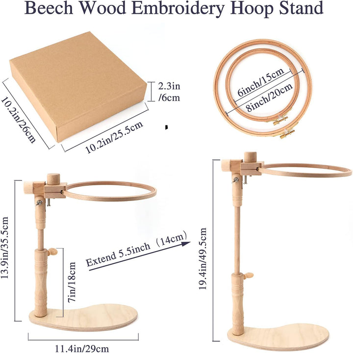 ZOCONE Buchenholz Einstellbar Drehbarer Stickrahmen Ständer Holz Stickrahmen Ständer mit 2 Stickrahm