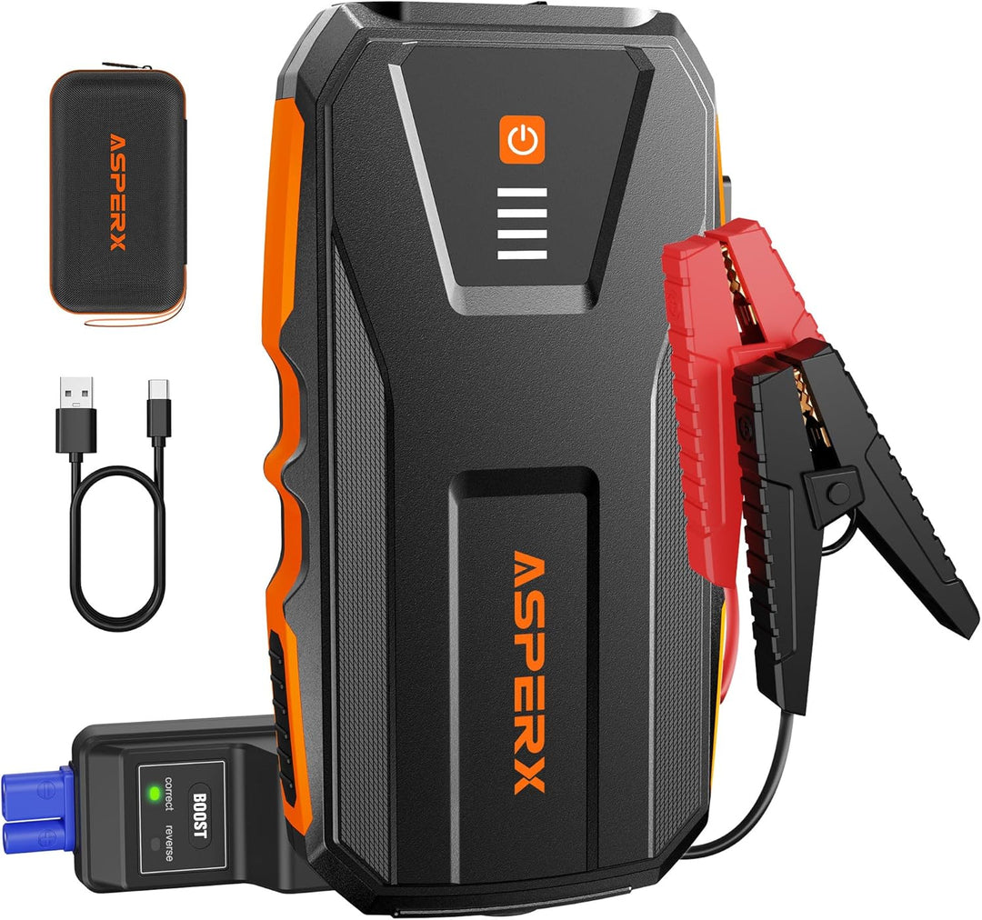 ASPERX Starthilfe Powerbank 3000A 12V(Bis Zu 10,0L Benzin oder 8,0L Diesel) Auto Starthilfe mit LED