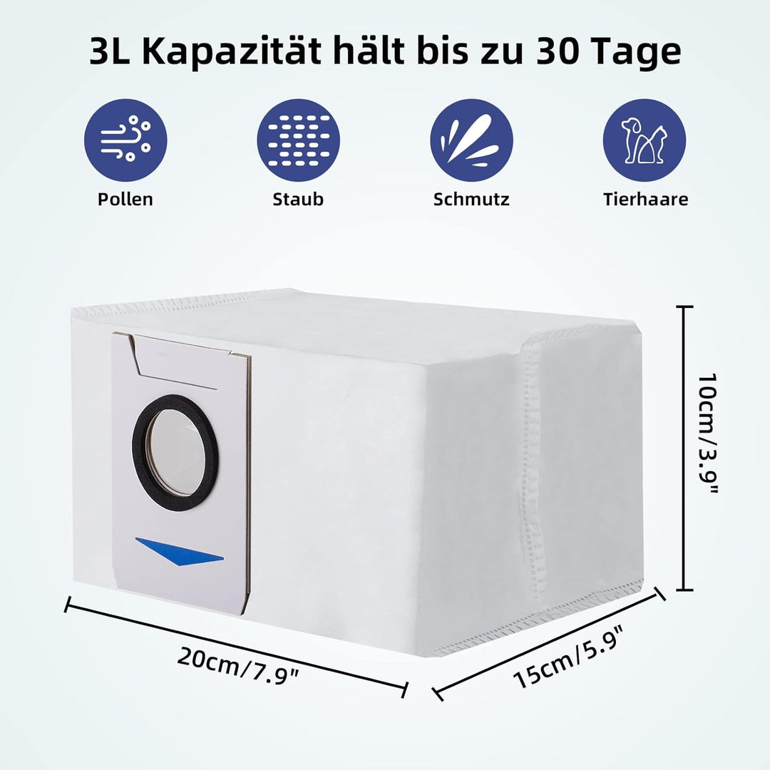 10 Stück Staubbeutel Zubehörset für Ecovacs Deebot X1 Omni / X1 e Omni / T20 Omni Absaugstation, 3L