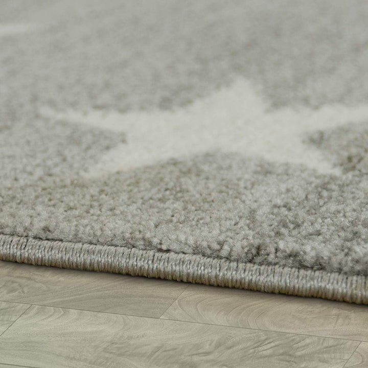 Paco Home Moderner Kurzflor Kinderteppich Sternendesign Kinderzimmer Star Muster Grau Weiss, Grösse: