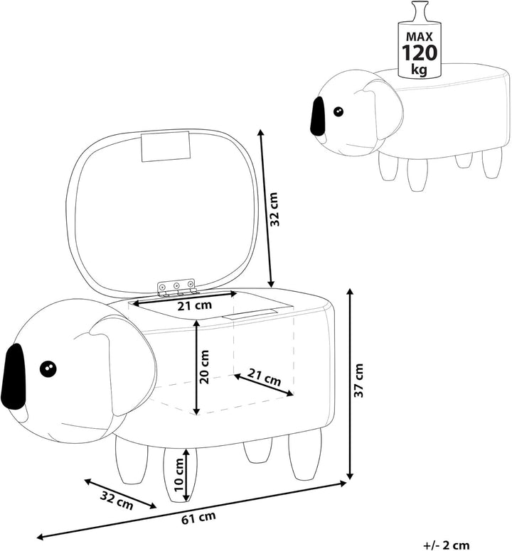 Hocker mit Stauraum für Kinder Tierform Samt helles Grau Holzbeine Modern Coala
