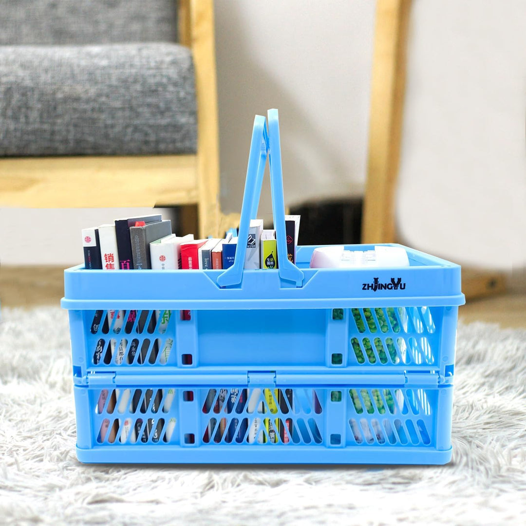 Klappbox 20L, Klappkiste mit Griff(38 * 25 * 20cm) Klappkorb, Einkaufskorb Plastik für Küche Schlafz