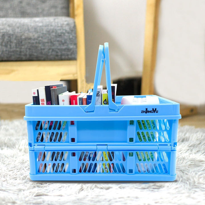 Klappbox 20L, Klappkiste mit Griff(38 * 25 * 20cm) Klappkorb, Einkaufskorb Plastik für Küche Schlafz