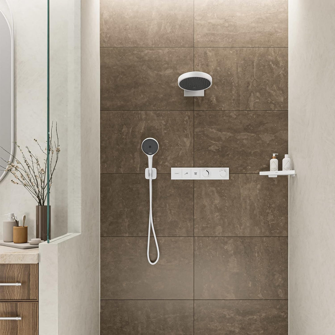 hansgrohe Wandanschluss mit Duschkopfhalterung FixFit Q, Mattweiss, Mattweiss