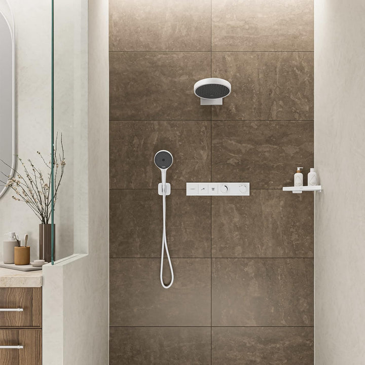 hansgrohe Wandanschluss mit Duschkopfhalterung FixFit Q, Mattweiss, Mattweiss