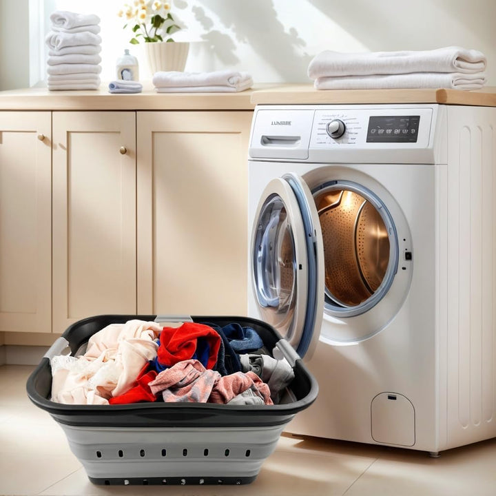 SAMMART 42L zusammenklappbarer Wäschekorb aus Kunststoff – faltbarer Pop-Up-Aufbewahrungsbehälter/Or