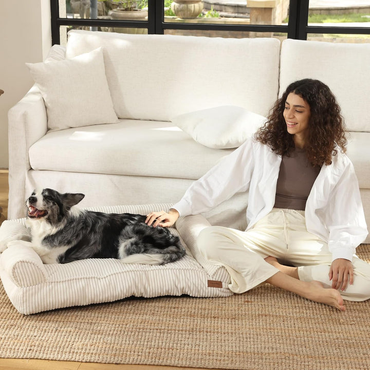 FUKUMARU Hundebett für grosse Hunde, Flauschiges &amp; Katensofa mit wasserabweisender TPU-Schicht, Cord