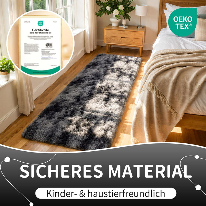 VOFUSHON Wohnzimmer Hochflor Teppich,Shaggy Flur Läufer Teppich Modern Flauschiger Weich Teppich Gro