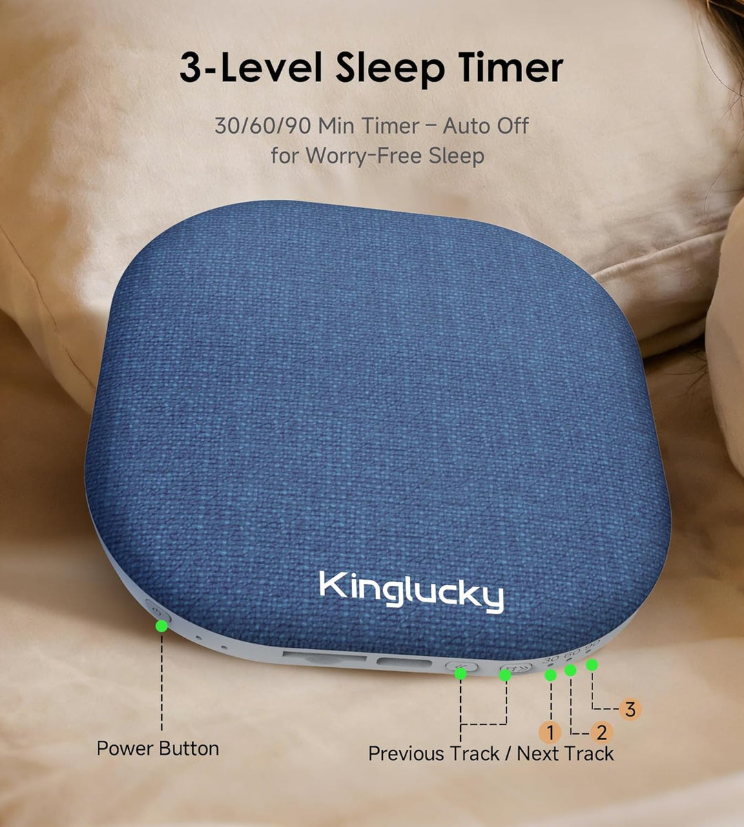 King Lucky Kissen Lautsprecher Bluetooth Klein Regengeräusche zum Einschlafen – Mini Schlaflautsprec