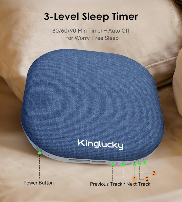 King Lucky Kissen Lautsprecher Bluetooth Klein Regengeräusche zum Einschlafen – Mini Schlaflautsprec