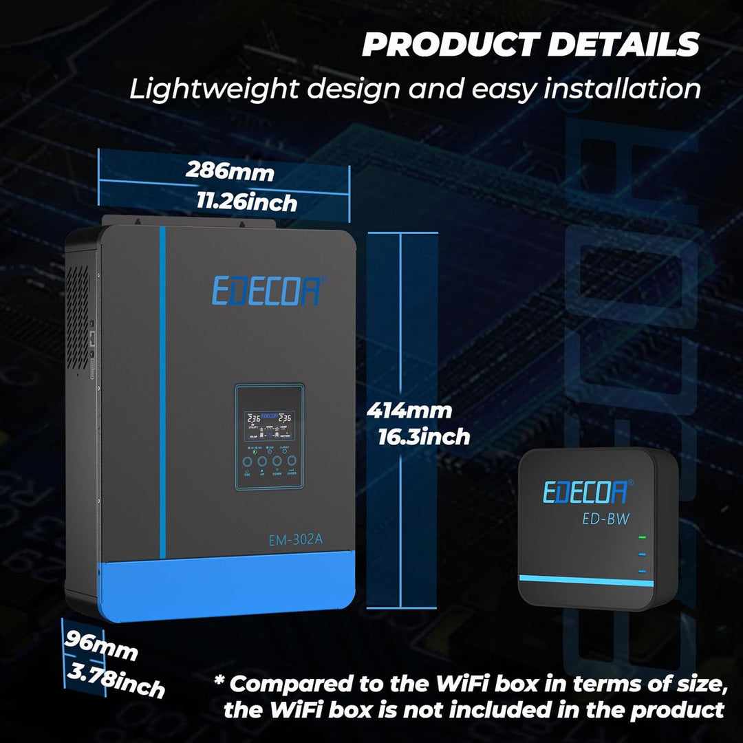 EDECOA 3000w Hybrid Wechselrichter 24v auf 220v 230v 3.2KVA/3000W Solar Ladegerät MPPT 80A Reiner Si