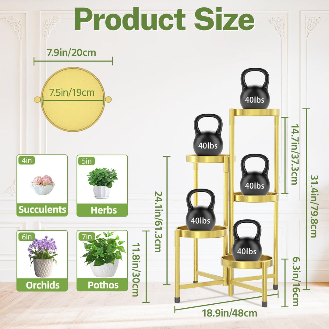 iDavosic.ly 5 Etagen Metall Pflanzenständer Blumentopfständer, Mehrstöckig Pflanzenregal Blumenregal