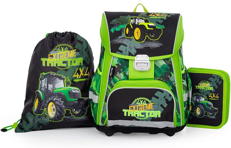 Generisch Traktor - Bulldog - Oxy Bag PREMIUM Schulranzen-Set 4tlg. mit Heftbox A4