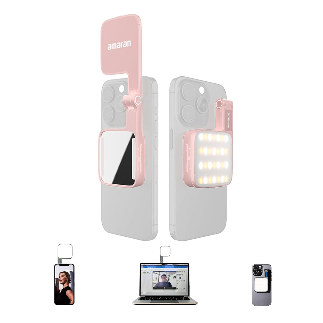 Amaran Go Magnetisches Selfie-Telefon-Licht, Dual-LED-Lichtquelle mit verstellbarem Spiegellicht, CC